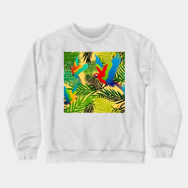 Tropical Parrot Pattern Crewneck Sweatshirt by Kelly Louise Art